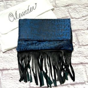 Oleander blue and black fridge leather clutch unique